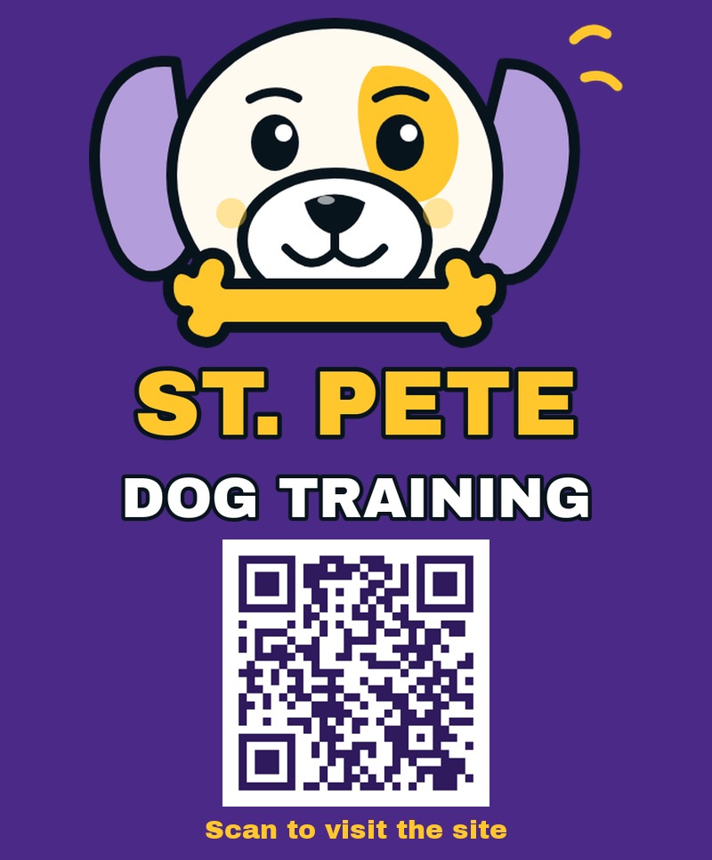 St. Pete Dog Training puppy logo with QR code to share the site